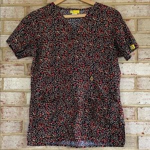 Wonderwink Mock Wrap Leopard Print Scrub Top